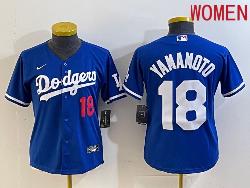 Women Los Angeles Dodgers 18 Yamamoto Blue Nike Game MLB Jersey style 2
